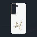 Elegant Modern White Gold Script Monogram Samsung Galaxy Case<br><div class="desc">Elegant Modern White Gold Script Monogram Phone Case.  An elegant gold script monogram combined with a clean black san-serif font makes for a contemporary look.</div>