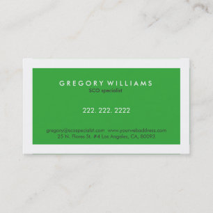 Elegant Modern White & Green SEO Specialist Business Card