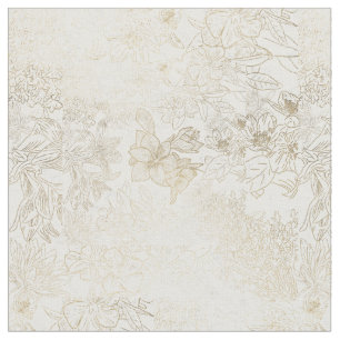 Elegant modern white grey gold marble floral fabric