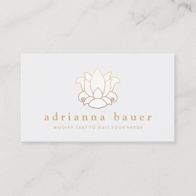 Elegant Modern White Lotus Flower Light Grey Business Card (Front)