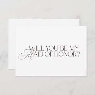 Elegant Modern White Maid of Honor Proposal Card
