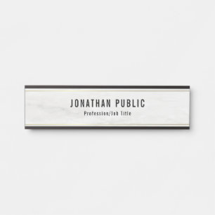 Elegant Modern White Marble And Gold Template Door Sign