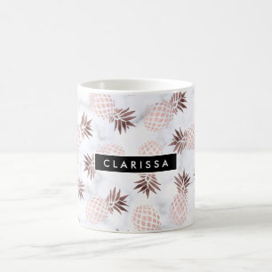 elegant modern white marble rose gold pineapple coffee mug