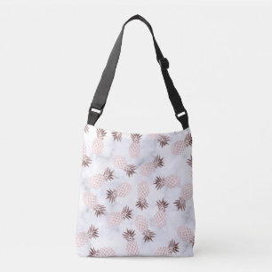 elegant modern white marble rose gold pineapple crossbody bag