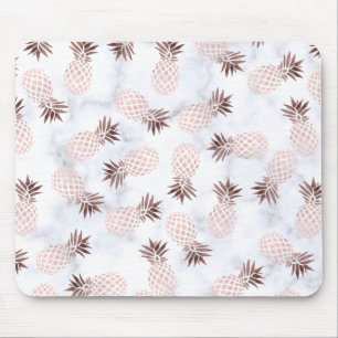 elegant modern white marble rose gold pineapple mouse mat