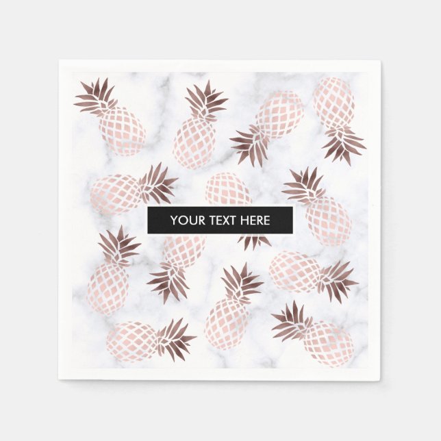 elegant modern white marble rose gold pineapple napkin (Front)