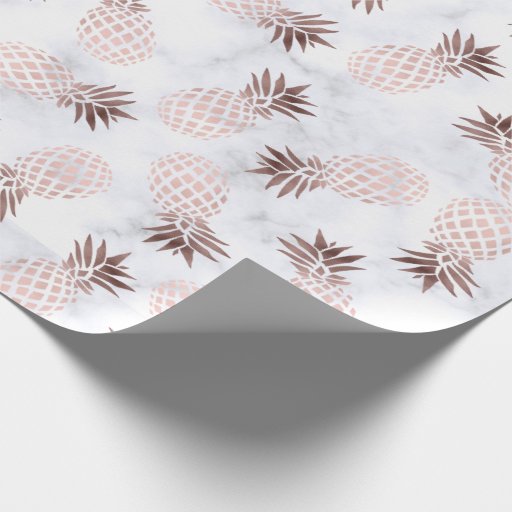 Image of elegant modern white marble rose gold pineapple Wrapping Paper