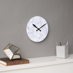 Elegant Modern White Marble Round Clock