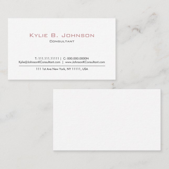Elegant Modern White Minimalist Personalised Business Card (Front/Back)