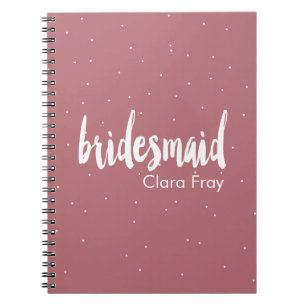 elegant modern white pink bridesmaid notebook