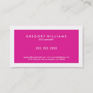 Elegant Modern White & Pink SEO Specialist Business Card