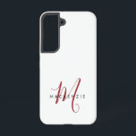 Elegant Modern White Red Script Monogram  Samsung Galaxy Case<br><div class="desc">Elegant Modern White Red Script Monogram Phone Case.  An elegant red script monogram combined with a clean black san-serif font makes for a contemporary look.</div>