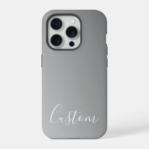 Elegant Modern White Script Writing Grey Gradient iPhone 15 Pro Case
