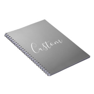 Elegant Modern White Script Writing Grey Gradient  Notebook