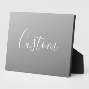 Elegant Modern White Script Writing Grey Gradient  Plaque