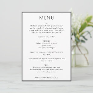 Elegant Modern White Simple Wedding Menu Card