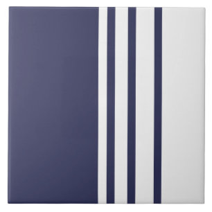 Elegant, modern, white stripes on navy blue tile