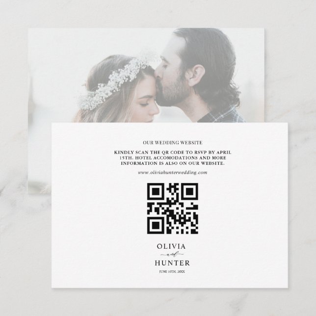 Elegant Modern White Wedding Enclosure Card (Front/Back)