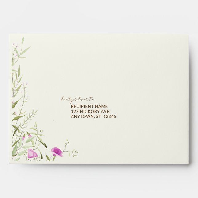 Elegant Modern Wildflower Off-White Wedding Envelope (Front)