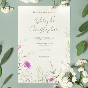 Elegant Modern Wildflower Off-White Wedding Invitation
