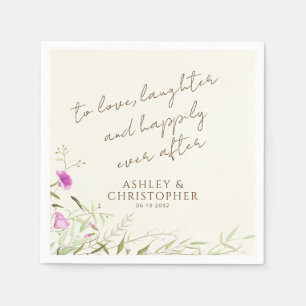 Elegant Modern Wildflower Off-White Wedding Napkin