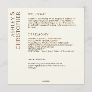 Elegant Modern Wildflower Off-White Wedding Programme
