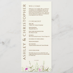Elegant Modern Wildflower Off-White Wedding Programme