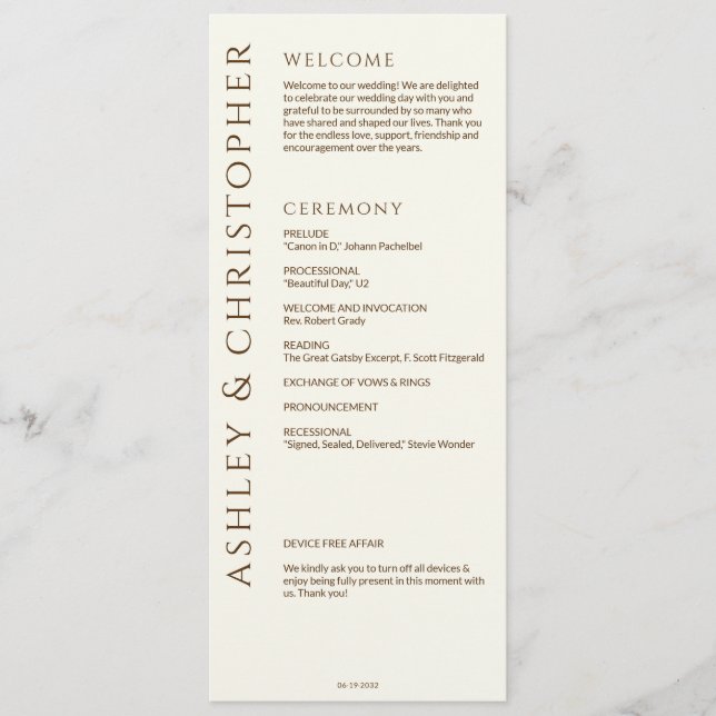 Elegant Modern Wildflower Off-White Wedding Programme (Front)