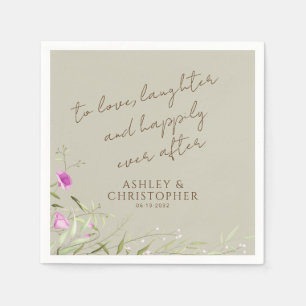 Elegant Modern Wildflower Taupe Wedding Napkin