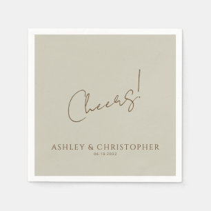 Elegant Modern Wildflower Taupe Wedding Napkin