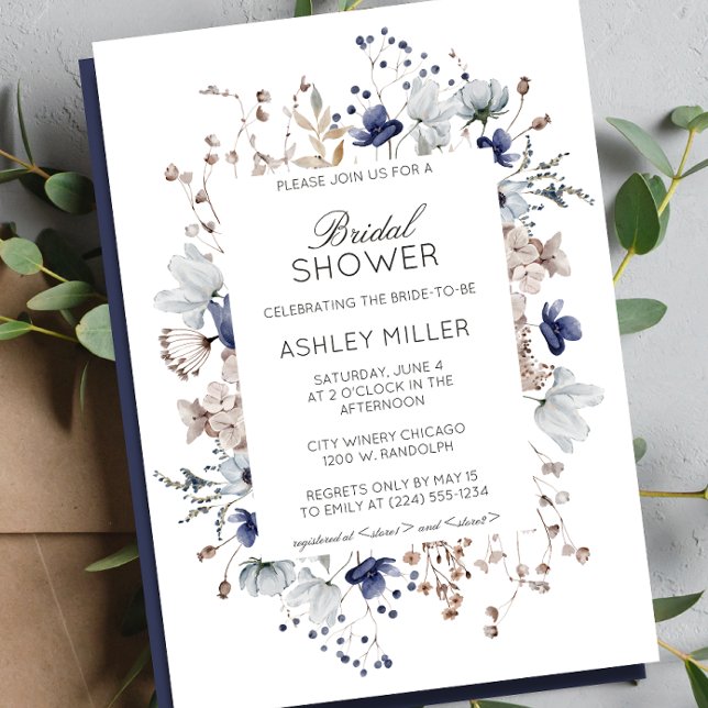 Elegant Modern Wildflower Wedding Bridal Shower Invitation (Creator Uploaded)