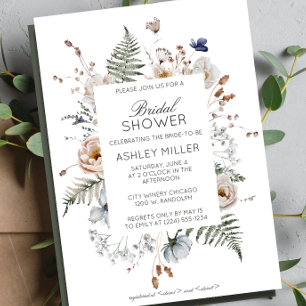 Elegant Modern Wildflower Wedding Bridal Shower Invitation