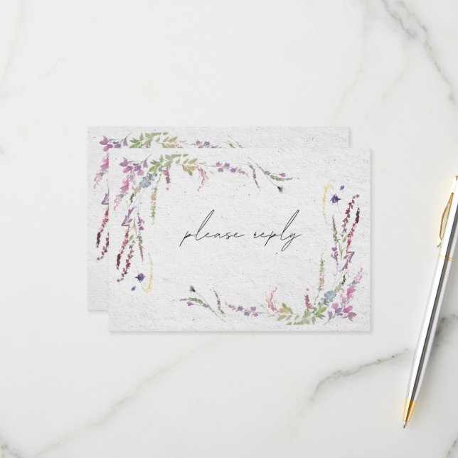 Elegant Modern Wildflowers Meals Wedding RSVP (Front/Back In Situ)