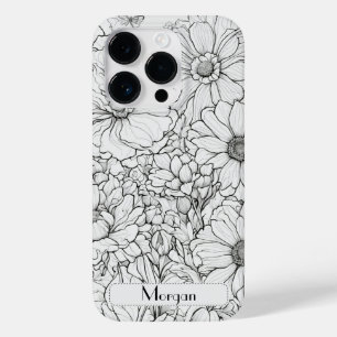 Elegant Modern Wildflowers white and black Case-Mate iPhone 14 Pro Case