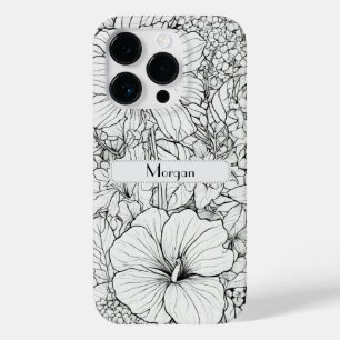 Elegant Modern Wildflowers white and black Case-Mate iPhone 14 Pro Case