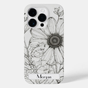 Elegant Modern Wildflowers white and black Case-Mate iPhone 14 Pro Case
