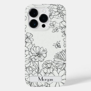 Elegant Modern Wildflowers white and black Case-Mate iPhone 14 Pro Case