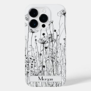 Elegant Modern Wildflowers white and black Case-Mate iPhone 14 Pro Case