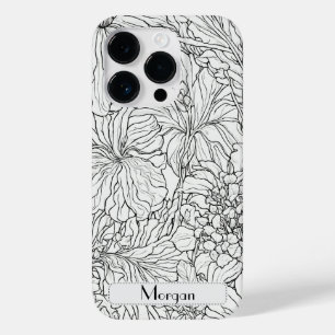 Elegant Modern Wildflowers white and black Case-Mate iPhone 14 Pro Case