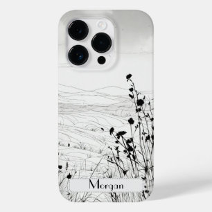 Elegant Modern Wildflowers white and black Case-Mate iPhone 14 Pro Case