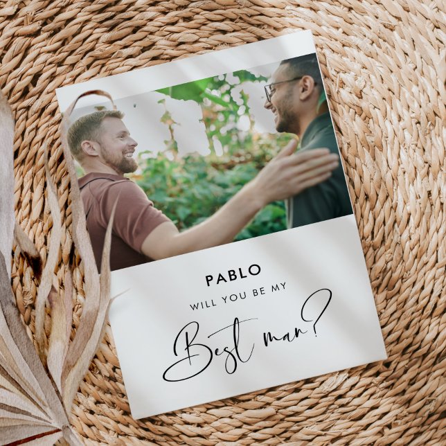 Elegant modern Will you be my best man photo card (Creator Uploaded)