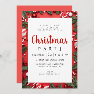 Elegant Modern Winter Greenery  Christmas Party Invitation