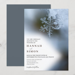 Elegant Modern Winter Silver Snow Wedding Invitation