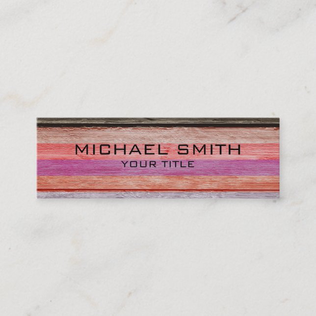 Elegant Modern Wood Painted Look #4 Mini Business Card (Front)