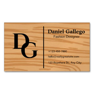 Elegant Modern Wooden Monogram Personal Magnetic Business Card