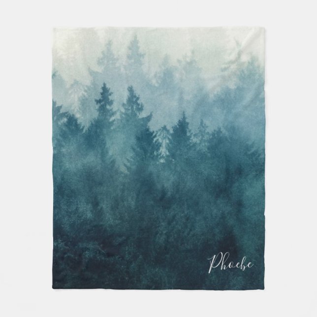 Elegant Modern Woodlands Personalised Fleece Blanket (Front)