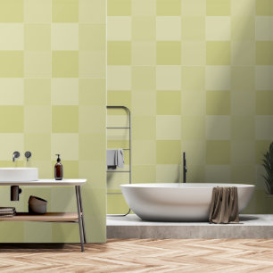 Elegant Modern Yellow Green Mist Geometric Squares Wallpaper