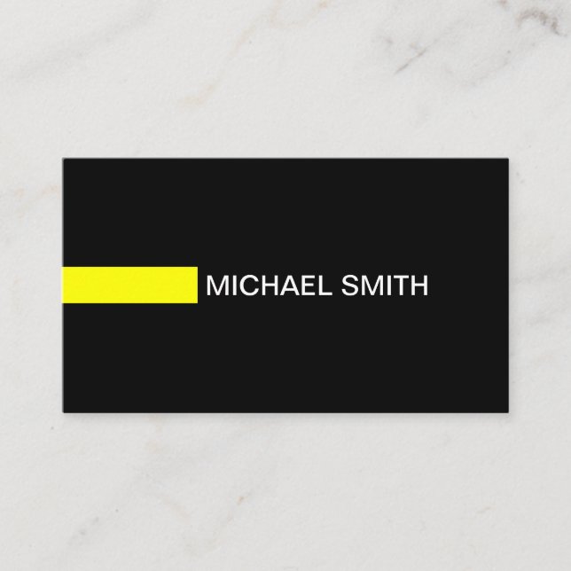Elegant Modern Yellow Professional Plain Black Business Card (Front)