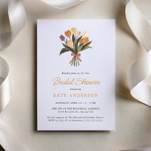 Elegant Modern Yellow Tulips Floral Bridal Shower Invitation