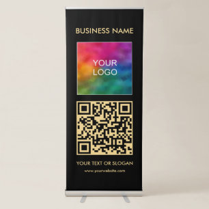 Elegant Modern Your Business Logo QR Code Vertical Retractable Banner